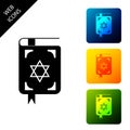 Jewish torah book icon on white background. The Book of the Pentateuch of Moses. On the cover of the Bible is the image