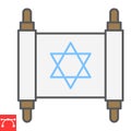 Jewish torah color line icon, rosh hashanah and scroll, torah sign vector graphics, editable stroke filled outline icon Royalty Free Stock Photo