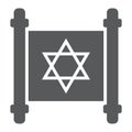 Jewish torah glyph icon, israel and paper, scroll sign, vector graphics, a solid pattern on a white background.