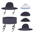 Jewish hats vector cartoon flat set