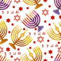 Jewish traditional holiday Hannukah. Seamless pattern.
