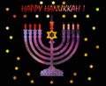 Jewish traditional holiday Hannukah.Watercolor Greeting card Royalty Free Stock Photo