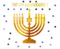 Jewish traditional holiday Hannukah.Watercolor Greeting card Royalty Free Stock Photo