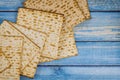 Kosher matzoh jewish holiday bread Jewish family celebrating passover Royalty Free Stock Photo