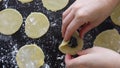 Jewish woman preparing Hamantash cookie