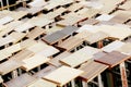 Jewish wooden pray tables stand with rows for reading book Torah