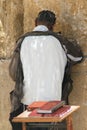 Jewish worshipers pray at the separation partitions in front of the Western Wall in the Old City of Jerusalem,Israel on October 19