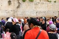 Jewish worshipers (women) pray at the Wailing Wall