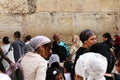 Jewish worshipers (women) pray at the Wailing Wall