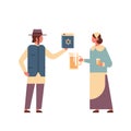Jews couple holding bible book and jug jewish man woman in traditional clothes standing together happy hanukkah judaism