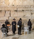 Jews worship at the stones of the Western Wall Royalty Free Stock Photo