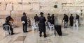 Jews worship at the stones of the Western Wall Royalty Free Stock Photo