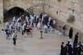 Jews worship at the stones of the Western Wall Royalty Free Stock Photo