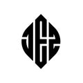 JEZ circle letter logo design with circle and ellipse shape. JEZ ellipse letters with typographic style. The three initials form a Royalty Free Stock Photo