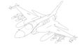 Modern Jet fighter detailed vector without colors Royalty Free Stock Photo