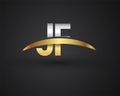 JF initial logo company name colored gold and silver swoosh design. vector logo for business and company identity Royalty Free Stock Photo