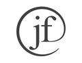 JF logo from two letter with circle shape email sign style. J and F round logotype of business company