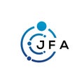 JFA letter technology logo design on white background. JFA creative initials letter IT logo concept. JFA letter design Royalty Free Stock Photo