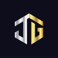 JG Initial letter hexagonal logo vector