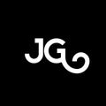 JG letter logo design on black background. JG creative initials letter logo concept. jg letter design. JG white letter design on Royalty Free Stock Photo