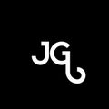 JG letter logo design on black background. JG creative initials letter logo concept. jg letter design. JG white letter design on Royalty Free Stock Photo