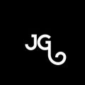 JG letter logo design on black background. JG creative initials letter logo concept. jg letter design. JG white letter design on Royalty Free Stock Photo