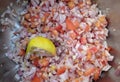 Jhal Muri and Mixture Stall, An Very Common Indian Rural Snacks Stall With Chickpeas, Lemons, Cucumbers, This Type of Snacks Stall