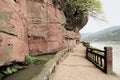 Jiajiang China-A road in Jiajiang thousand Buddha cliff