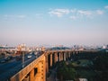 many vehicle on Nanjing Yangtze River Bridge