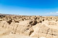 Jiaohe Ruins seen from above, Turpan, China. Ancient capital of the Jushi kingdom, it was a natural fortress on a steep plateau