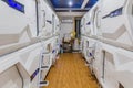 JIAYUGUAN, CHINA - AUGUST 21, 2018: Capsule dorm of Herdsman Youth Hostel in Jiayuguan, Gansu Province, Chi