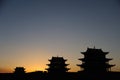 Jiayuguan city at sunrise