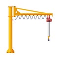 Jib Crane, Elevating Construction Equipment Flat Vector Illustration