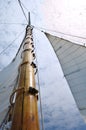 Jib and Wooden Mast of Schooner Sailboat Royalty Free Stock Photo