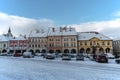 Jicin, Czech Republic-January 22,2022.Urban monument reservation of Czech historic town in Bohemian Paradise.Rectangular square