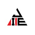 JIE triangle letter logo design with triangle shape. JIE triangle logo design monogram. JIE triangle vector logo template with red