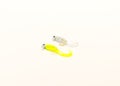 Jig heads with glitter curly tail swim bait lure for crappie fishing isolated on white background Royalty Free Stock Photo