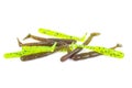 Jig silicone fishing lures isolated on a white . Colorful baits. Silicone soft plastic bait lure Royalty Free Stock Photo