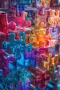 Jigsaw Collaboration, A stunning holographic visualization of colorful jigsaw pieces interlocking in perfect harmony symbolizes