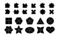 Jigsaw elements. Puzzle shapes template, black pieces for game or hand made. Game details, teamwork metaphor. Puzzles Royalty Free Stock Photo