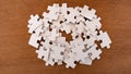 The white color jigsaw on the floor. concept of missing and key success Royalty Free Stock Photo