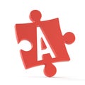 Jigsaw font 3d rendering, puzzle piece letter A