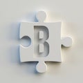 Jigsaw font 3d rendering, puzzle piece letter B