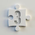 Jigsaw font 3d rendering, puzzle piece number 3