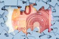 Jigsaw frame with ten euro bill Royalty Free Stock Photo