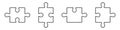 Jigsaw Game Matching, Complete Logic Solution Linear Pictogram. Puzzle Pieces Fit Line Icon Set. Business Strategy