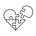 Jigsaw in Heart Shape with Missing Piece Line Icon. Puzzle Pieces Match Together Human Relationships, Love, Romance Royalty Free Stock Photo