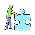 jigsaw human puzzle color icon vector illustration