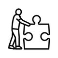jigsaw human puzzle line icon vector illustration