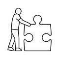 jigsaw human puzzle line icon vector illustration